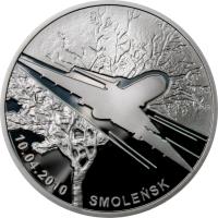 Poland coin 20 Złotych - In Memory of the Victims of the 10 April 2010 Presidential Plane Crash in Smolensk (2011) reverse reverse of 20 Złotych - In Memory of the Victims of the 10 April 2010 Presidential Plane Crash in Smolensk (2011) coin with Y# 771 from Poland.