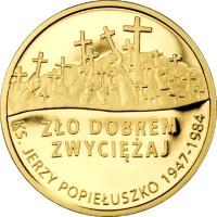 Poland coin 37 Złotych - 25th Anniversary of the Death of Father Jerzy Popiełuszko (2009) reverse reverse of 37 Złotych - 25th Anniversary of the Death of Father Jerzy Popiełuszko (2009) coin with Y# 702 from Poland.