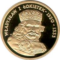 reverse of 100 Złotych - Polish Kings and Princes: Władysław I Łokietek (1320-1333) (2001) coin with Y# 416 from Poland.