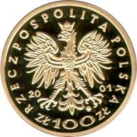 obverse of 100 Złotych - Polish Kings and Princes: Bolesław III Krzywousty (1102-1138) (2001) coin with Y# 417 from Poland.