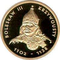 Poland coin 100 Złotych - Polish Kings and Princes: Bolesław III Krzywousty (1102-1138) (2001) reverse reverse of 100 Złotych - Polish Kings and Princes: Bolesław III Krzywousty (1102-1138) (2001) coin with Y# 417 from Poland.