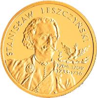 Poland coin 100 Złotych - Polish Kings and Princes: Stanisław Leszczyński (1704-1709; 1733-1736) (2003) reverse reverse of 100 Złotych - Polish Kings and Princes: Stanisław Leszczyński (1704-1709; 1733-1736) (2003) coin with Y# 476 from Poland.