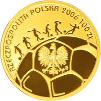 Poland coin 100 Złotych - The 2006 FIFA World Cup: Germany (2006) obverse obverse of 100 Złotych - The 2006 FIFA World Cup: Germany (2006) coin with Y# 581 from Poland.