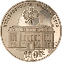 Poland coin 100 Złotych - 25th Anniversary of the Establishing of the Constitutional Tribunal Activity (2010) obverse obverse of 100 Złotych - 25th Anniversary of the Establishing of the Constitutional Tribunal Activity (2010) coin with Y# 741 from Poland. Inscription: RZECZPOSPOLITA POLSKA 2010 10ZL