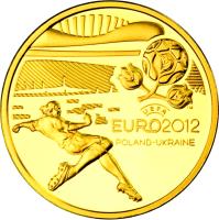 Poland coin 100 Złotych - 2010-12 UEFA European Football Championship (2012) reverse reverse of 100 Złotych - 2010-12 UEFA European Football Championship (2012) coin with Y# 830 from Poland.