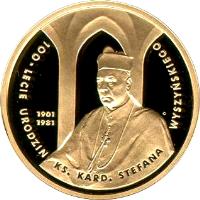 Poland coin 200 Złotych - 100th centenary of Priest Cardinal Stefan Wyszyński's birth (2001) reverse reverse of 200 Złotych - 100th centenary of Priest Cardinal Stefan Wyszyński's birth (2001) coin with Y# 420 from Poland.