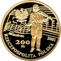 Poland coin 200 Złotych - XII Henry Wieniawski International Violin Competition (2001) obverse obverse of 200 Złotych - XII Henry Wieniawski International Violin Competition (2001) coin with Y# 463 from Poland.