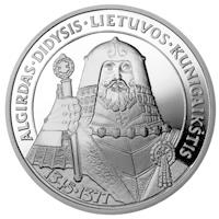 reverse of 50 Litų - The Rulers of Lithuania - Algirdas, the Grand Duke of Lithuania (1998) coin with KM# 110 from Lithuania. Inscription: ALGIRDAS DIDYSIS LIETUVOS KUNIGAIKŠTIS 1345-1377