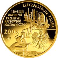 Poland coin 200 Złotych - 150th Anniversary of Oil and Gas Industry's Origin (2003) obverse obverse of 200 Złotych - 150th Anniversary of Oil and Gas Industry's Origin (2003) coin with Y# 470 from Poland.