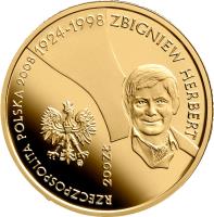 Poland coin 200 Złotych - Zbigniew Herbert (1924-1998) (2008) obverse obverse of 200 Złotych - Zbigniew Herbert (1924-1998) (2008) coin with Y# 643 from Poland.