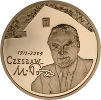 reverse of 200 Złotych - Czesław Miłosz (1911 - 2004) (2011) coin with Y# 787 from Poland.