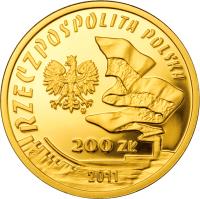 obverse of 200 Złotych - Ignacy Jan Paderewski (2011) coin with Y# 791 from Poland.