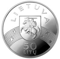 Lithuania coin 50 Litų - New Millennium (2000) obverse obverse of 50 Litų - New Millennium (2000) coin with KM# 128 from Lithuania. Inscription: LIETUVA 50 LITŲ