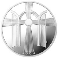 reverse of 50 Litų - New Millennium (2000) coin with KM# 128 from Lithuania. Inscription: 2000