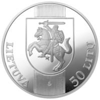 obverse of 50 Litų - XXVII Olympic Games Sydney (2000) coin with KM# 124 from Lithuania. Inscription: LIETUVA 50 LITŲ