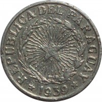 Paraguay coin 5 Pesos (1939) obverse obverse of 5 Pesos (1939) coin with KM# 18 from Paraguay. Inscription: REPUBLICA DEL PARAGUAY * 1939 *