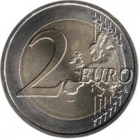 reverse of 2 Euro - 500 Years Since the First Contact with Timor (2015) coin with KM# 849 from Portugal. Inscription: 2 EURO LL