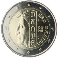 San Marino coin 2 Euro - The 750th anniversary of the birth of Dante Alighieri (2015) obverse obverse of 2 Euro - The 750th anniversary of the birth of Dante Alighieri (2015) coin from San Marino. Inscription: SAN MARINO DANTE R 1265 2015 AM