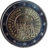 Germany coin 2 Euro - 25 years of German Unity (2015) obverse obverse of 2 Euro - 25 years of German Unity (2015) coin with KM# 337 from Germany. Inscription: 25 JAHRE DEUTSCHE WIR SIND EIN VOLK EINHEIT 2015 WIR SIND EIN VOLK WIR SIND EIN VOLK A A BW