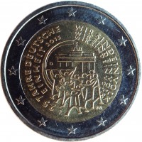 obverse of 2 Euro - 25 years of German Unity (2015) coin with KM# 337 from Germany. Inscription: 25 JAHRE DEUTSCHE WIR SIND EIN VOLK EINHEIT 2015 WIR SIND EIN VOLK WIR SIND EIN VOLK A A BW