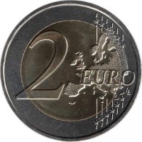 reverse of 2 Euro - Europe building peace and security since 1945 (2015) coin with KM# 2256 from France. Inscription: 2 EURO LL