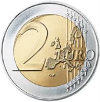 reverse of 2 Euro - 500th anniversary of Christopher Columbus' death (2006) coin with KM# 478 from San Marino. Inscription: 2 EURO LL