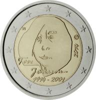obverse of 2 Euro - 100th Anniversary of the birth of author and artist Tove Jansson (2014) coin with KM# 194 from Finland. Inscription: FI 2014 Tove Jansson 1914 - 2001