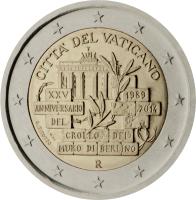 obverse of 2 Euro - Francis - 25th anniversary of the fall of the Berlin Wall (2014) coin with KM# 463 from Vatican City.