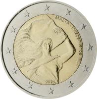obverse of 2 Euro - Malta Independence 1964 (2014) coin with KM# 150 from Malta. Inscription: MALTA - Independence 1964 2014