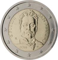 San Marino coin 2 Euro - 90th anniversary of the death of Giacomo Puccini (2014) obverse obverse of 2 Euro - 90th anniversary of the death of Giacomo Puccini (2014) coin with KM# 295 from San Marino.