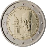 San Marino coin 2 Euro - 500th anniversary of the death of Bramante Lazzari delle Penne di San Marino (2014) obverse obverse of 2 Euro - 500th anniversary of the death of Bramante Lazzari delle Penne di San Marino (2014) coin with KM# 296 from San Marino.