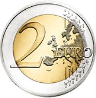 reverse of 2 Euro - 500th anniversary of the death of Bramante Lazzari delle Penne di San Marino (2014) coin with KM# 296 from San Marino. Inscription: 2 EURO LL