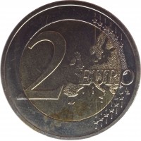 reverse of 2 Euro - Riga — European Capital of Culture 2014 (2014) coin with KM# 158 from Latvia. Inscription: 2 EURO LL