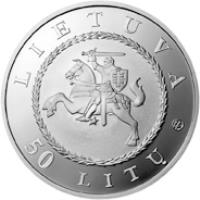 obverse of 50 Litų - 425th Anniversary of Vilnius University (2004) coin with KM# 138 from Lithuania. Inscription: LIETUVA 50 LITŲ