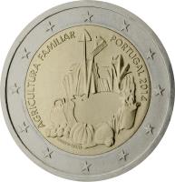obverse of 2 Euro - The International Year of Family Farming (2014) coin with KM# 839 from Portugal. Inscription: AGRICULTURA FAMILIAR PORTUGAL 2014 INCM - H. BATISTA