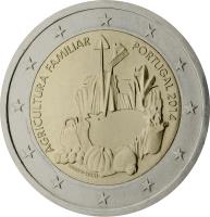 Portugal coin 2 Euro - The International Year of Family Farming (2014) obverse obverse of 2 Euro - The International Year of Family Farming (2014) coin with KM# 839 from Portugal. Inscription: AGRICULTURA FAMILIAR PORTUGAL 2014 INCM - H. BATISTA