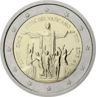 obverse of 2 Euro - Francis - 28th World Youth Day (2013) coin with KM# 446 from Vatican City.