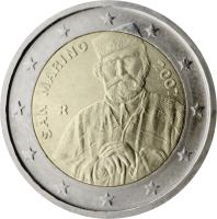 obverse of 2 Euro - Bicentenary of the birth of Giuseppe Garibaldi (2007) coin with KM# 481 from San Marino.