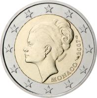 Monaco coin 2 Euro - Albert II - 25th anniversary of the death of Princess Grace (2007) obverse obverse of 2 Euro - Albert II - 25th anniversary of the death of Princess Grace (2007) coin with KM# 186 from Monaco.