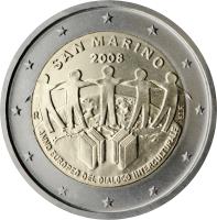 San Marino coin 2 Euro - European Year of Intercultural Dialogue (2008) obverse obverse of 2 Euro - European Year of Intercultural Dialogue (2008) coin with KM# 487 from San Marino.