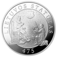 reverse of 50 Litų - 475th Anniversary of the First Statute of Lithuania (2004) coin with KM# 140 from Lithuania. Inscription: LIETUVOS STATUTUI 475