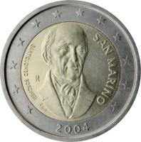 obverse of 2 Euro - Bartolomeo Borghesi (historian, numismatist) (2004) coin with KM# 467 from San Marino.