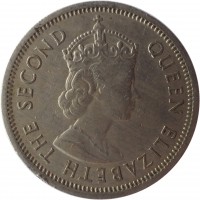 obverse of 1 Shilling - Elizabeth II - 1'st Portrait (1957 - 1965) coin with KM# 23 from Fiji. Inscription: QUEEN ELIZABETH THE SECOND