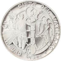 reverse of 5 Euro - Benedict XVI - 42nd World Day of Peace (2009) coin with KM# 415 from Vatican City. Inscription: CITTA' DEL VATICANO 5 EURO R