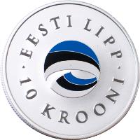 reverse of 10 Krooni - 120th anniversary of the consecration of the Flag of Estonia (2004) coin with KM# 40 from Estonia. Inscription: EESTI LIPP 10 KROONI