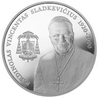 reverse of 50 Litų - Cardinal Vincentas Sladkevičius (1920–2000) (2005) coin with KM# 145 from Lithuania. Inscription: KARDINOLAS VINCENTAS SLADKEVIČIUS 1920-2000