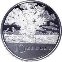 Estonia coin 10 Krooni - 90th anniversary of the Republic of Estonia (2008) reverse reverse of 10 Krooni - 90th anniversary of the Republic of Estonia (2008) coin with KM# 46 from Estonia. Inscription: 10 KROONI