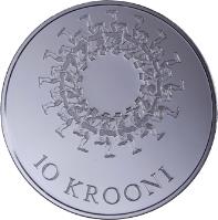reverse of 10 Krooni - Song and dance festival tradition (2009) coin with KM# 51 from Estonia. Inscription: 10 KROONI