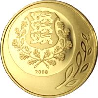 obverse of 50 Krooni - 90th anniversary of the Republic of Estonia (2008) coin with KM# 50 from Estonia. Inscription: 2008