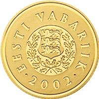 obverse of 100 Krooni - 10th anniversary of the re-establishment of the Estonian kroon (2002) coin with KM# 39 from Estonia. Inscription: EESTI VABARIIK 2008